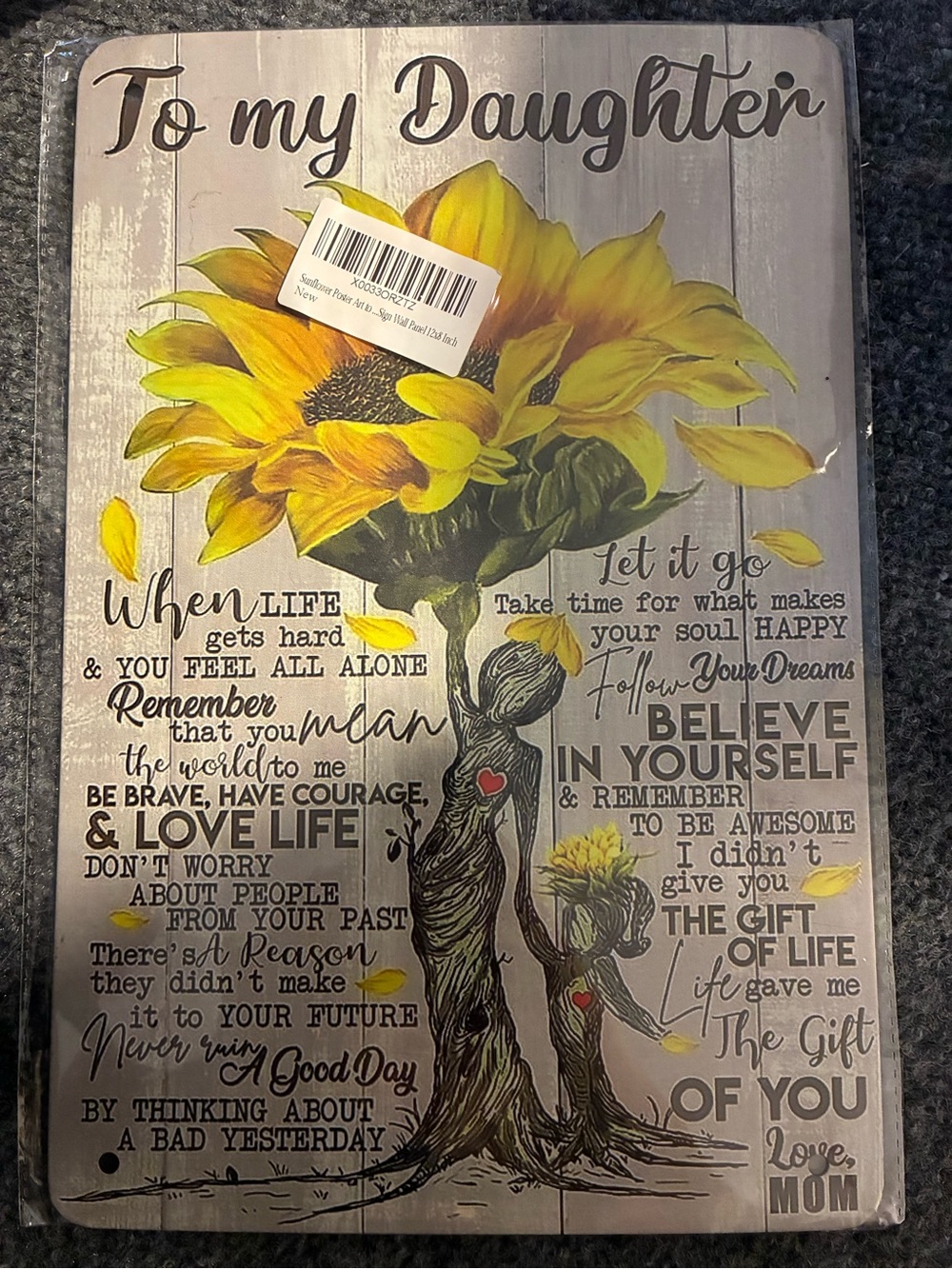 Sunflower "To My Daughter" Wall Decor - Yellow -